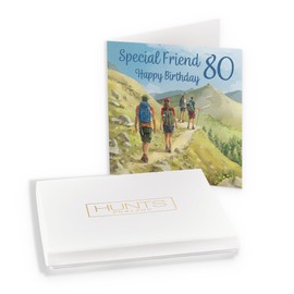 Hunts England - Luxury Boxed 80th Friend Walking Birthday Card - Milo's - Age 80 Walkers Fun Birthday Card For Friend - Birthday Card For 80 Year Old Hiking Fan - Age Eighty - Card In Keepsake Box