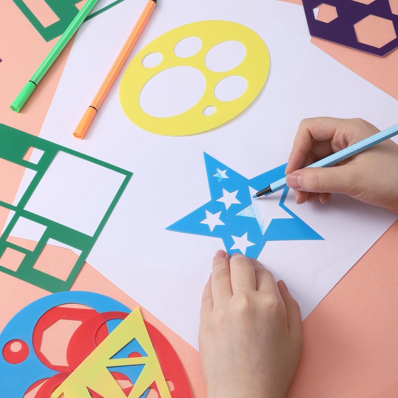 12 Pieces Shape Stencils Geometric Stencils Simple Drawing Stencil Template