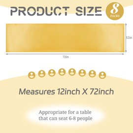 Teruntrue 8 Pack Gold Satin Table Runner, 12 x 72 Inch, Rectangular, Luxurious Formal Celebration, 8 Set