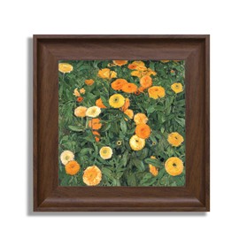 Eliko Framed Canvas Prints Art Decor, Vibrant Marigold Floral Canvas Wall Art Nature Impressionist Wall Art, Colorful Flowers Botanical Artwork, Home Office Bedroom Decor 16''x16''inch