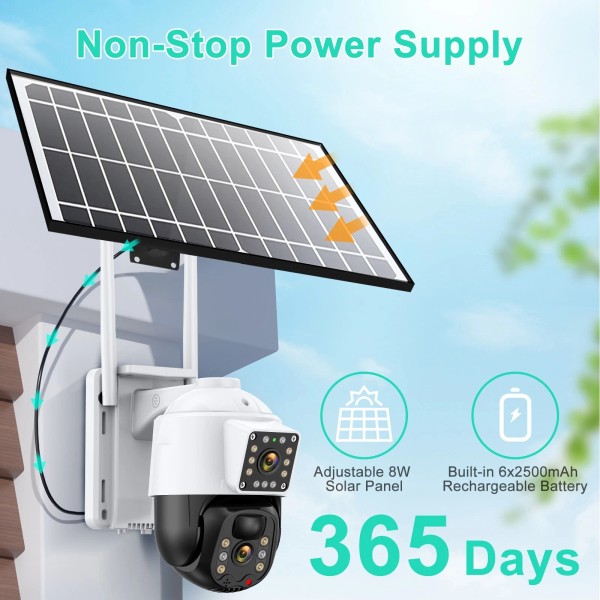 Sansco 4MP Solar Security Camera Wireless Outdoor Dual Lens PTZ