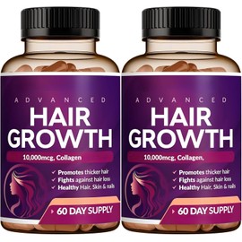 Hair Growth Vitamins | Stops Hair Loss | Makes hair healthier and stronger. 2 Pack