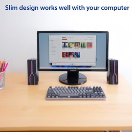 Desktop USB Powered 2-in-1 Soundbar Stereo Speaker, RGB LED Light