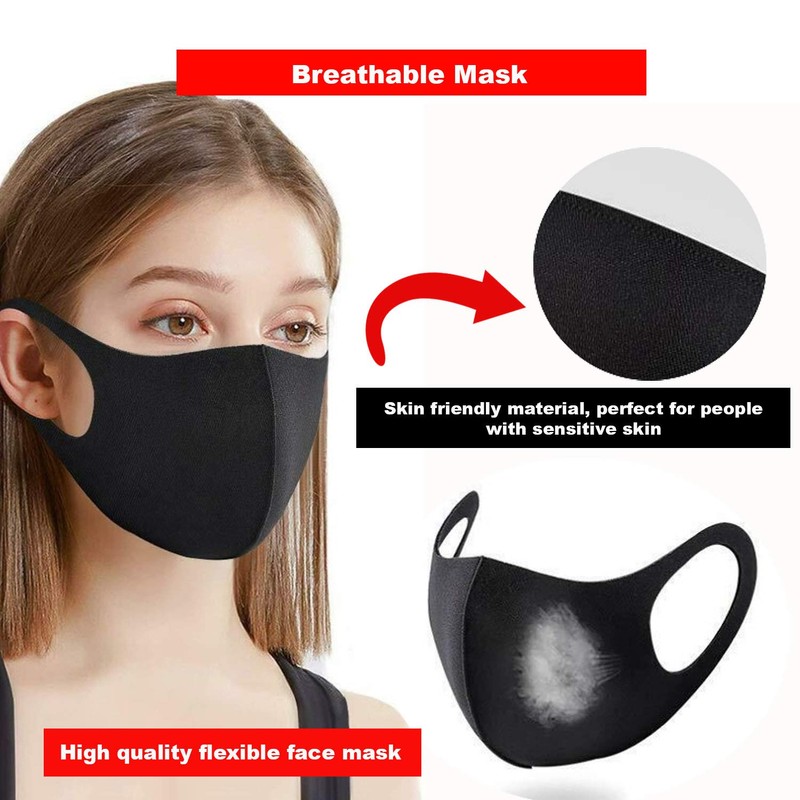 Generise Reusable Face Mask Black Face Mask x5 - Polyurethane