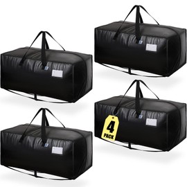 AlexHome Moving Bags Heavy Duty,Extra Large Packing Bags for Moving,Reusable Plastic Moving Totes,Clothes Storage Containers,Moving Supplies Bins,Compatible with Ikea Frakta Cart (Black,Set of 4)