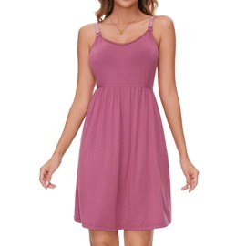 Sosolism Nursing Nightdress with Built in Bra Sleeveless Breastfeeding Nightgown Summer Maternity Pregnancy Sleepwear for Women Dusty Rose, XX-Large