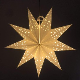 Luxshiny Paper Christmas Star Advent Star White 3D Folding Stars Lampshade 45 cm Christmas Decoration Christmas Pendant Wall Window Fireplace Christmas Tree Pendant Wedding Party Decoration