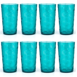 KX-WARE 26-ounce Acrylic Water Glasses Plastic Tumbler Larger Drinking Glasses, set of 8 Turq