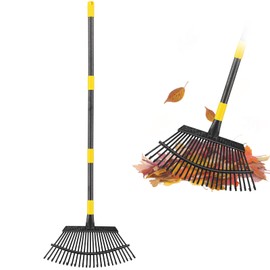 Rake for Leaves, 25 Tines 18" Wide Large Leaf Rake Heavy Duty for Lawns 6ft, Adjustable Lawn Yard Adult Kids Metal Garden Rake for Chicken Coop, Shrub, Pine Needle, Camping