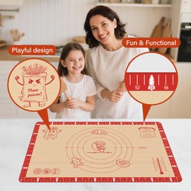Non-Slip Silicone Baking Mat - 32x24 inch Extra Thick Pastry Mat with Measurements for Sourdough, Macarons, Bread, Pizza, Dough Rolling, Kneading, Oven Mat Heat Resistant to 480°F Gift for Baker