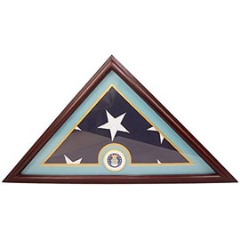 Coin and Coins AIR Force Flag Display Case Box, 5x9 Burial - Funeral - Veteran Flag Elegant Display Case with Flat Base, Solid Wood, Cherry Finish
