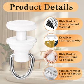 ElevateTech 100Pcs Curtain Track Rollers, Plastics Ceiling Slider Track Shower Curtain White Flexible Durable Straight Track Pulley Accessories Suitable Living Room Bedroom Shower Balcony Garage