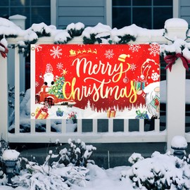 Christmas Flag 3x5 Ft for Outdoors, Double Printed Merry Christmas Flags for Outside, Christmas Tree Gnomes Red Truck Winter Xmas Flags Banner with Brass Grommets for Garden Yard Wall Decoration