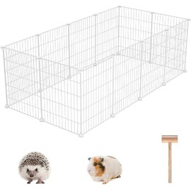 C&AHOME Pet Playpen, Small Animals Supplies, 12 Panels Exercise Playpens Cage, C Grids Portable Yard Fence Indoor, Ideal for Guinea Pigs, Puppy Pet Products, DIY Metal Playpens, 12" × 15" White