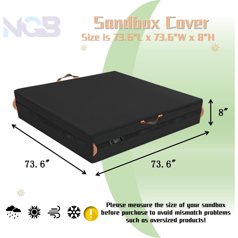 Square Sandbox Cover, Made 600D Heavy Duty for Children's Sandbox