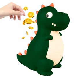 Dinosaur Money Box Kids Dinos Piggy Bank: Dinosaur Piggy Bank Girls Boys Money Boxes for Decoration, Shatterproof Piggy Bank, Safe PVC Material (Green)