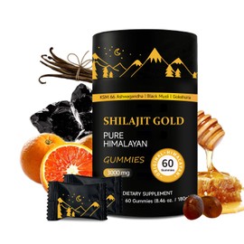 Shilajit Gummies | Pure Himalayan Shilajit Gummies Gold | Ashwagandha, Gokshura | Fulvic Acid & 85+ Trace Minerals for Men, Women | Non-GMO | Lab Tested | No Added Sugar I 60 Gummy
