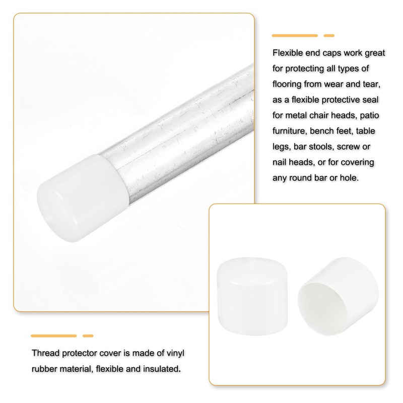 sourcing map 8pcs 56mm(2 3/16") Rubber End Caps, Round Vinyl