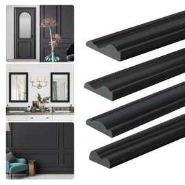 YEFANXI Flexible Chair Rail Panel Molding Finish Trim ，10FT*1.3IN Peel and Stick Black Self-Adhesive DIY Wall Molding Trim for Frame,Home Decoration & Wall Protection