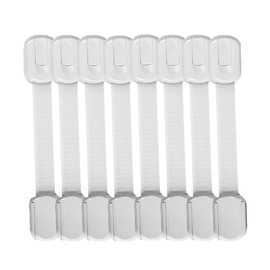 Generic Child Safety Cabinet Strap Locks - Adjustable for Closets Drawers Appliances Fridge Oven Dishwasher Toilet Windows Doors, Adhesive Pads Easy Installation No Tools No Drilling – White 8 Pack