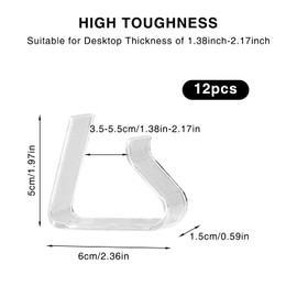 QIYUDA 12 Pcs Plastic Large Table Cloth Holder Clips, Non Slip Clear Windproof Tablecloth Clip, Picnic Table Skirt Cover Clamps for 35-55mm Thickness Tables