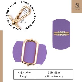 S&loyoe Thickened Solid Color Purse Straps Replacement Crossbody Bag Strap Adjustable Wide Guitar Straps for Handbags 1.5inch (Purple Gold Buckle)