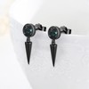QHQPQ Black Spike Earrings 925 Sterling Silver Abalone Shell Sword