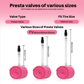 Paquete de 2 tubos interiores de TPU para bicicleta de carretera 700C (18-32C) con 45 mm, 65 mm, 85 mm, durabilidad mejorada para válvulas ultraligeras Presta, tubos, bicicletas