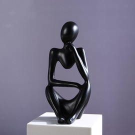 Zimoer Denker Resin Sculpture, Abstract Art Figures, Bookshelf DEK, People Decorative Figures, Ornaments for Living Room, Bookcase, Dining Table and Office (Black)