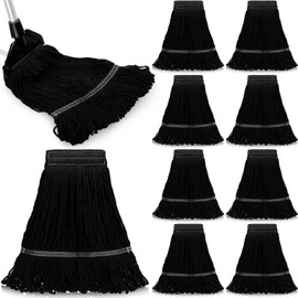 Nuogo 10 Pcs Commercial Mop Head Replacement Floor Cleaning Wet Heavy Duty Commercial Mop Refills General Cleaning(27.6 Inch,Black)