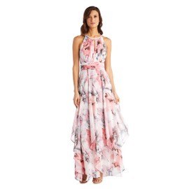 R&M Richards Women's Size Blossom Whispers Maxi Dress, Pink, 18 Plus