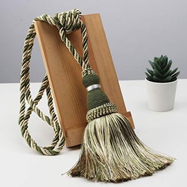 OUdini Curtain Tie Backs 2Pcs Tassels Curtain Tieback Home Curtain Holder Buckle Rope Curtain Hanging Balls for Livingroom Bedroom Tie Backs for Curtains/Green