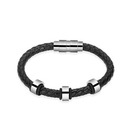 VCCWYQK Cremation Urn Bracelet for Ashes for Women Men Cylinder Leather Urn Bangle Bracelet for Ashes Memorial Keepsake Jewellery, Stainless Steel, No gemstone