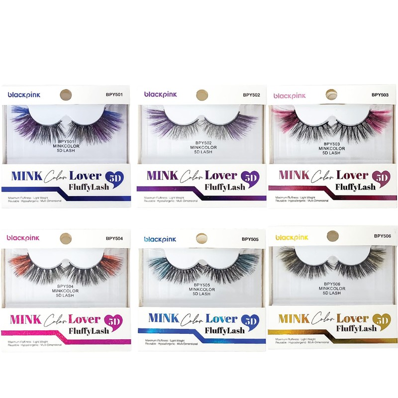 BlackPink Mink Style Color Lover Fluffy Lash 5D Fluffy Reusable