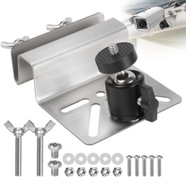 1 Piece Gutter Holder with Black Ball Head, Stainless Steel Bracket Gutter Hook, Compatible with 1/4 Inch Screw Camera Gutter Mount for Eufy Camera Gutter Mount