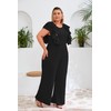 VERWIN Plus Size Ruffle Women's Jumpsuit Plain Full Length Romper
