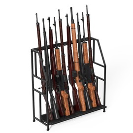 Gun Racks,Wooden Indoor Rifle Racks,Floor Standing Shotgun Rack Indoor, Gun Display Rack Storage Holder for Home or Garage Gun Storage Black - Holds up to 10 Long Guns