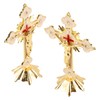 Metal Standing Cross Red Rhinestone Decoration Exquisite Retro Elegance Standing