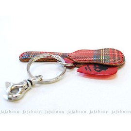 JAJABOON Guitar Case Type Pick Case Key Holder (with Pick) [ROYAL Tartan] Leather, Plaid, Retro