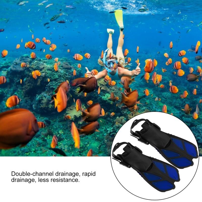 1 Pair Adjustable Swimming Fins TPR Open Heel Long Diving