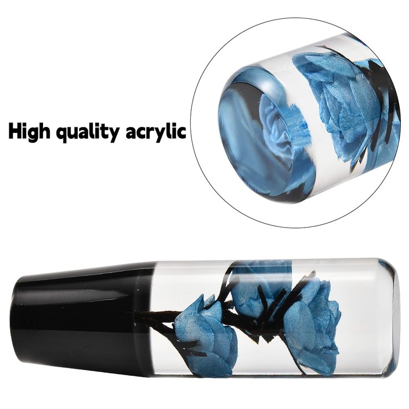 Blueshyhall Blue Flower Crystal Shift Knob, Gear Stick Shifter Lever