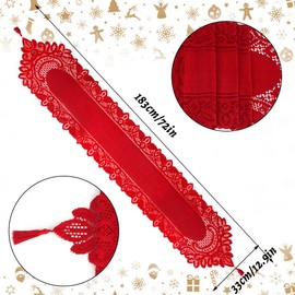 Modern FainFun Table Runner, Boho Style, Washable Table Linen, Modern, for Celebrations, Christenings, Party, Autumn Decoration, Table Runner, Wedding, Boho Weddings, 33 x 183 cm, Red