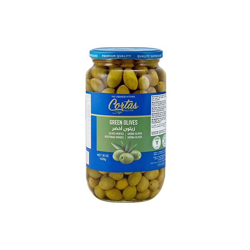 Cortas - Green Olives Whole, 36 oz (1020 g)