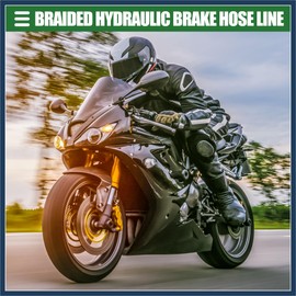 INFINAUTO Universal Brake Hose Motorcycle ATV Dirt Bike Motocross Braided Hydraulic Brake Line Oil Hose Pipeline, 130cm, Durable, Metal, Black Army Green, 1 Set Stylish Design