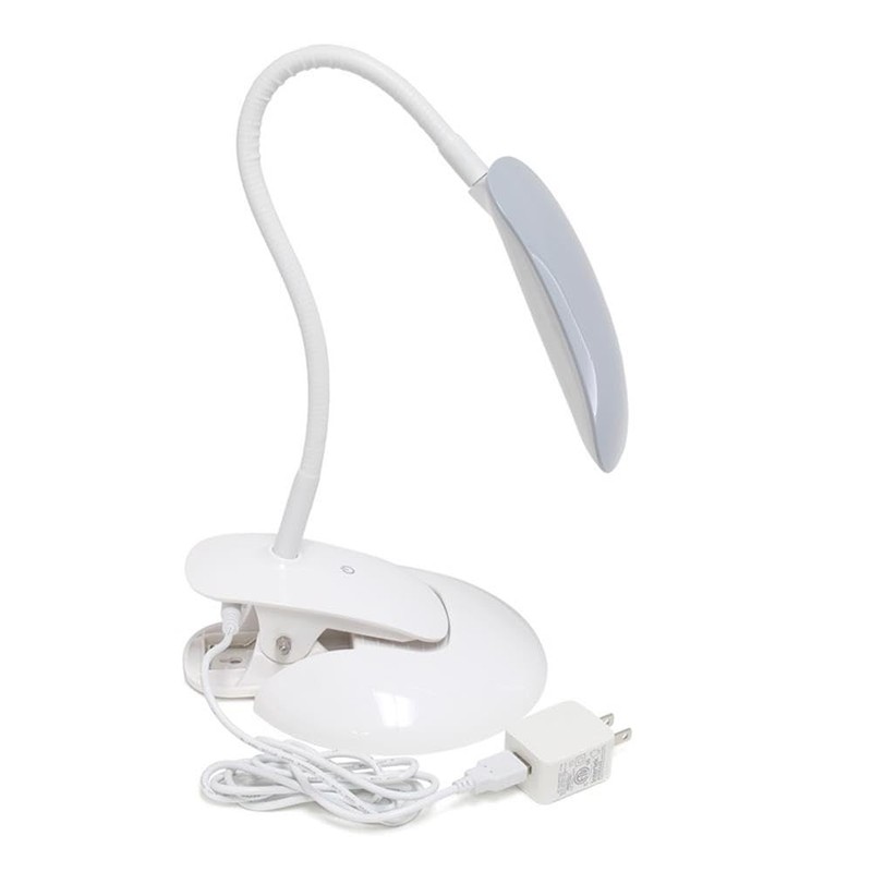 Simple Designs LD2021-GRY Flexi Rounded Clip Light LED Desk Lamp,
