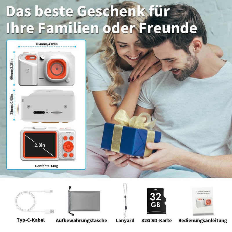 4K Digital Camera, White, Pack of 1