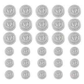 Framendino, 30 Pack Silver Metal Lion Head Buttons Vintage Sewing Button for Blazer 15mm 23mm