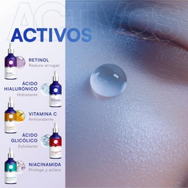 MIST JEWEL Kit sueros faciales Acido Hialurónico, Retinol, Vitamina C + E, Glicólico y Niacinamida Conjunto de serums Avanzado 5 serum (KIT Facial avanzado)