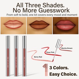 Peel Off Lip Stain Set – 3 Colors Long Lasting Lip Tint, Smudge-Proof, Transfer-Proof, Kiss-Proof, Vegan Lip Makeup Gift for Her