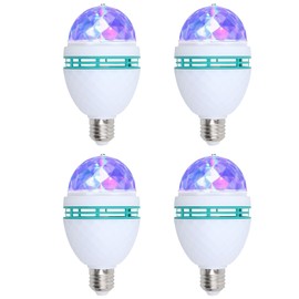 YOOLYER 4 Pack Color Rotating Bulb E26 Party LED Bulbs,Multi Crystal Stage Lights for Disco,Color Changing Strobe RGB Bulb,Suitable for Indoor and Outdoor Birthday Parties,Clubs,Bars,Photography